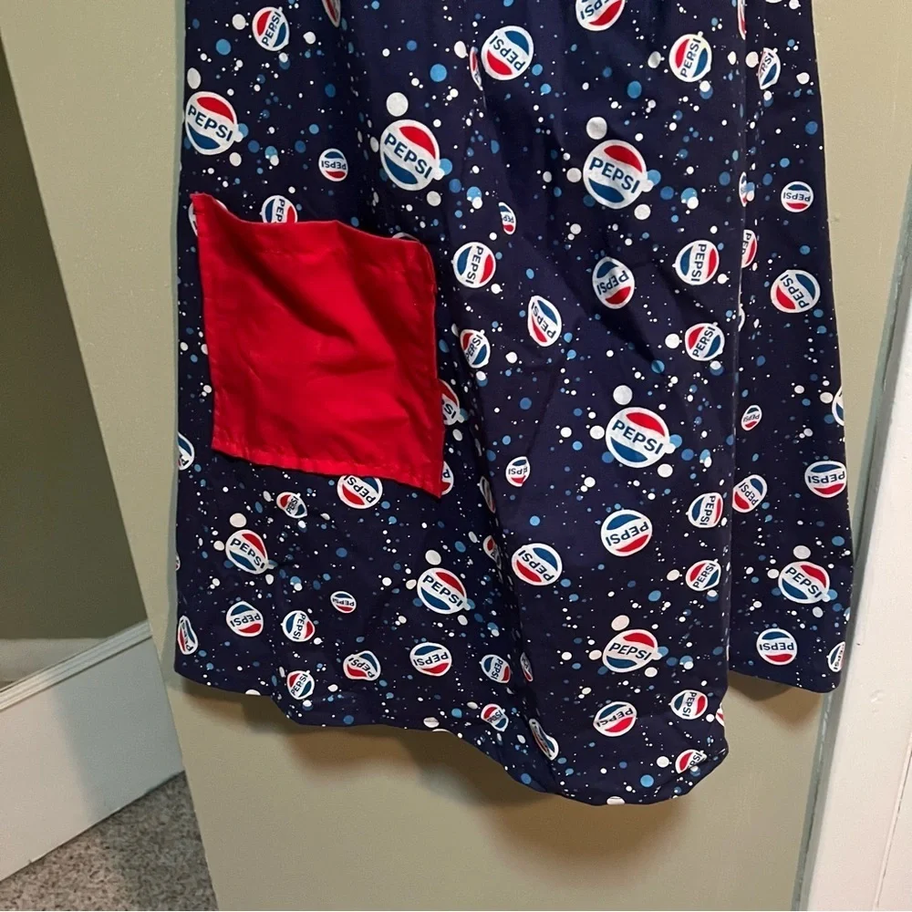 Handmade Apron Pepsi Cola Blue White Red Pocket Tie Back